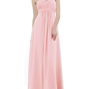 Élégante robe de Demoiselle d&rsquo;Honneur Asymétrique Rose Poudré