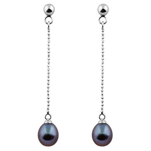 Boucles d’oreilles en argent avec perles d’eau douce noires