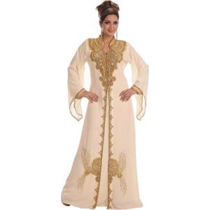 Abbaya Caftan de Dubai Blanc et Doré