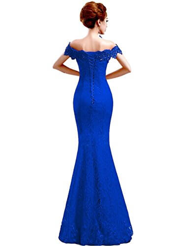 Robe de Soirée Bleue Longue à Manches Tombantes – Image 4