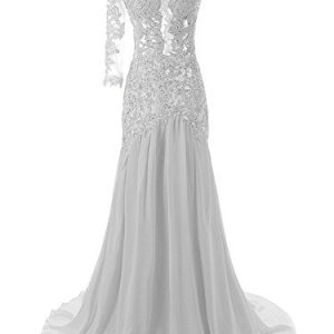 Robe de Demoiselle D’honneur avec une Manche transparente en Dentelle