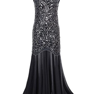 Robe de Bal 1920 avec Perles, Paillettes et Motifs Florales