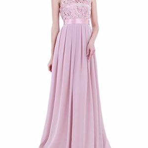 Robe De Demoiselle D’honneur Rose Sans Manche en Mousseline de Soie