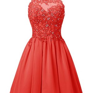 Robe de Demoiselle d’Honneur Corail avec Perles et Sequins