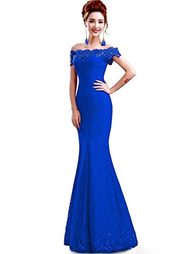 Robe de Soirée Bleue Longue à Manches Tombantes – Image 3