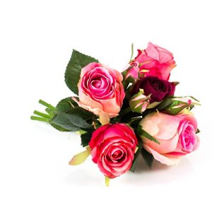 Mini Bouquet de Rose Artificiels Fuchsia