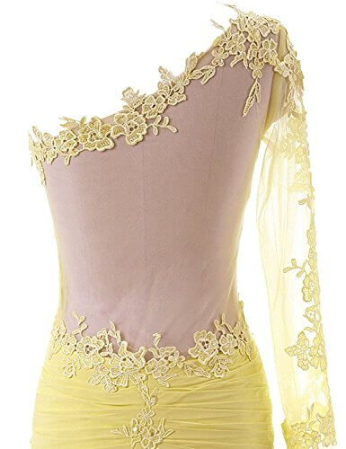 Robe de Demoiselle D’honneur avec une Manche transparente en Dentelle – Image 4