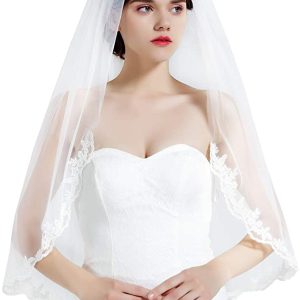 Voile de Mariée Parsemé de Dentelle
