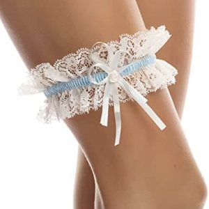 Jarretière de Mariage Ivoire et Bleu