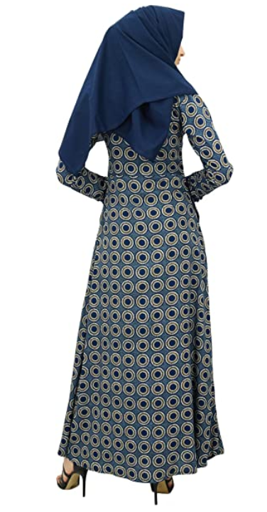 Longue Abaya Musulmane En Cachemire Avec Hijab – Image 3