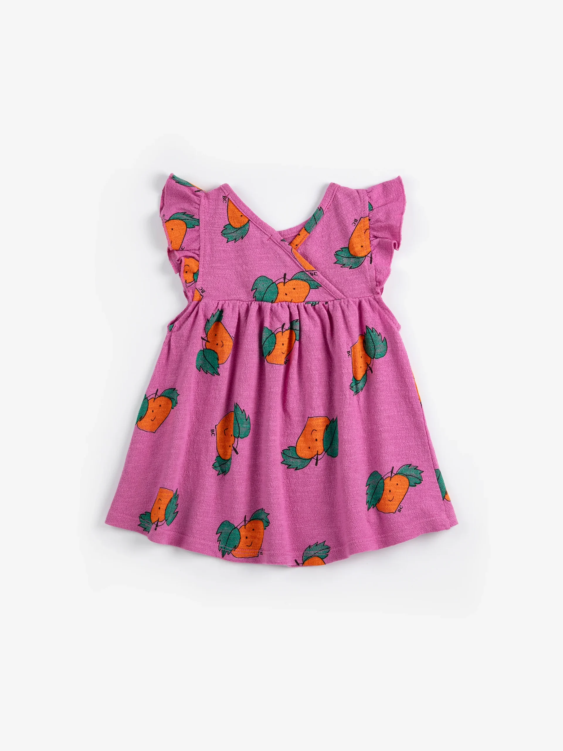 Robe Bébé à Volants Violet à Imprimé Oranges All Over – Image 3