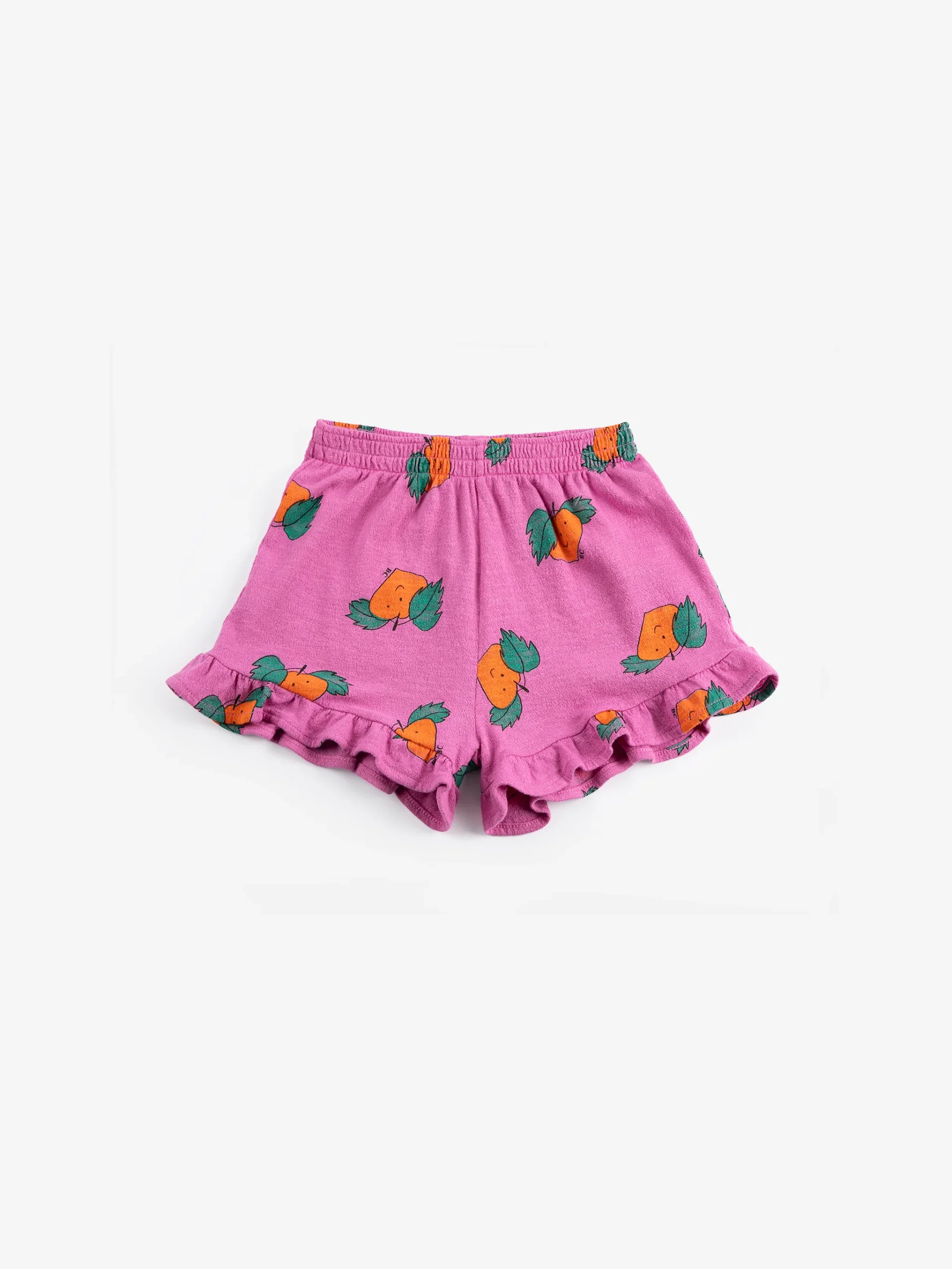 Mini-Shorts à Volants Violet à Imprimé Oranges All Over – Image 4