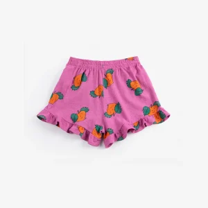 Mini-Shorts à Volants Violet à Imprimé Oranges All Over