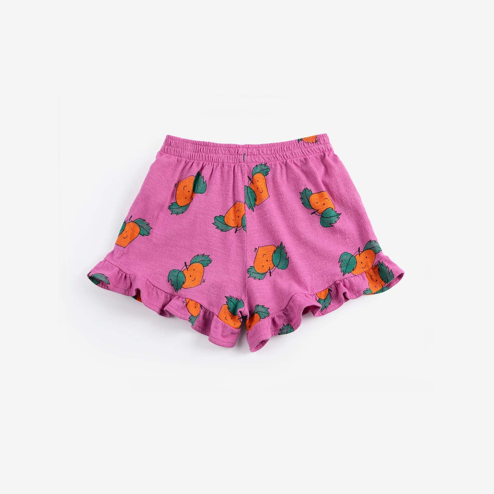 Mini-Shorts à Volants Violet à Imprimé Oranges All Over – Image 2