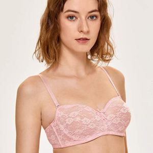 Soutien-Gorge Bandeau Dentelle à Armature avec Bretelle Amovible