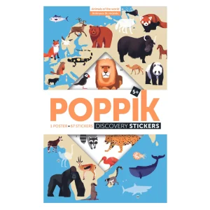 POSTER PÉDAGOGIQUE + 67 STICKERS ANIMAUX DU MONDE