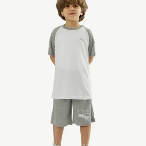 Ensembles Joggings Garçon Blanc Et Gris