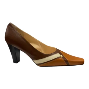 Escarpin Cuir Marron Multicolore talon haut