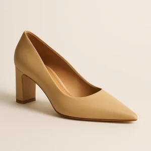 Escarpin Beige Talon Carre