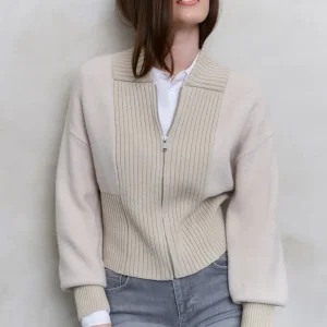 Bomber cardigan with rib YAYA