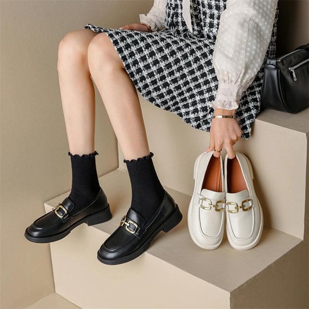 Mocassins avec boucle en métal Mocassin noir ou Mocassin beige – Image 3