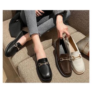 Mocassins à bout rond et talon carré pour femme