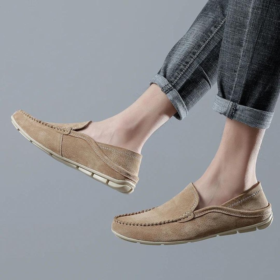 Mocassins pour homme en cuir véritable de couleur Mocassin beige ou Mocassin marron – Image 3