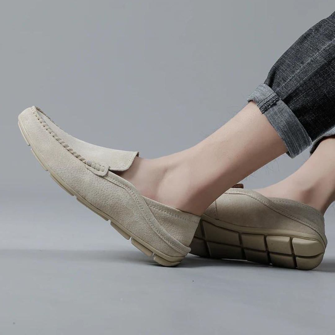 Mocassins pour homme en cuir véritable de couleur Mocassin beige ou Mocassin marron – Image 9