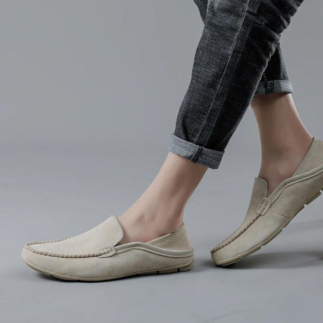 Mocassins pour homme en cuir véritable de couleur Mocassin beige ou Mocassin marron – Image 8