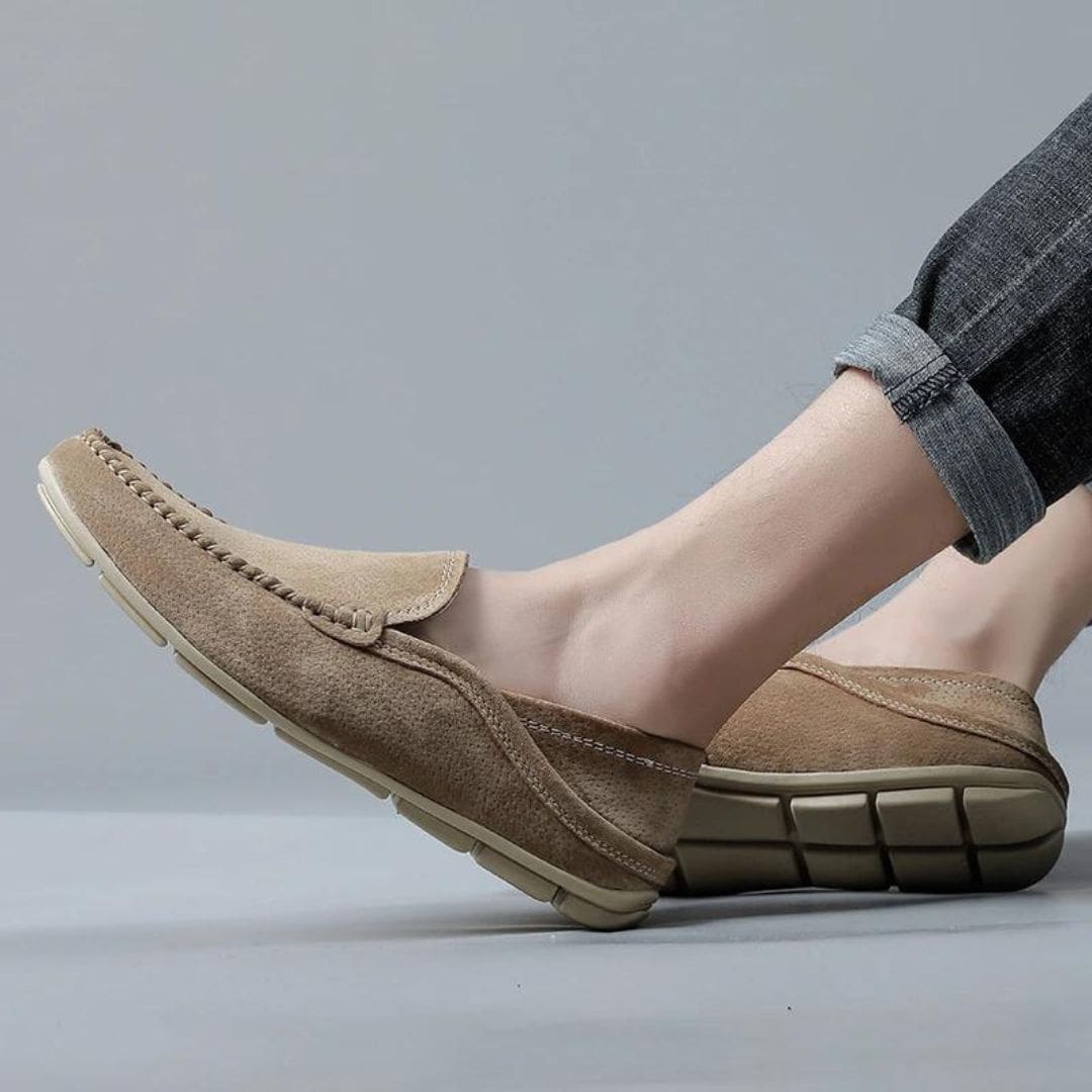 Mocassins pour homme en cuir véritable de couleur Mocassin beige ou Mocassin marron – Image 5