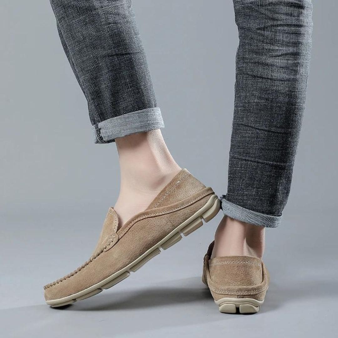 Mocassins pour homme en cuir véritable de couleur Mocassin beige ou Mocassin marron – Image 4