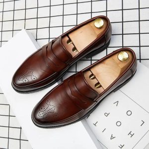 Mocassins de mariage en cuir synthétique pour homme