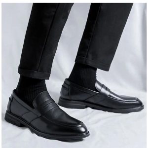 Mocassins Mocassin noirs classiques en cuir synthétique pour homme