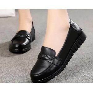 Mocassins Mocassin noirs pour femme en cuir véritable