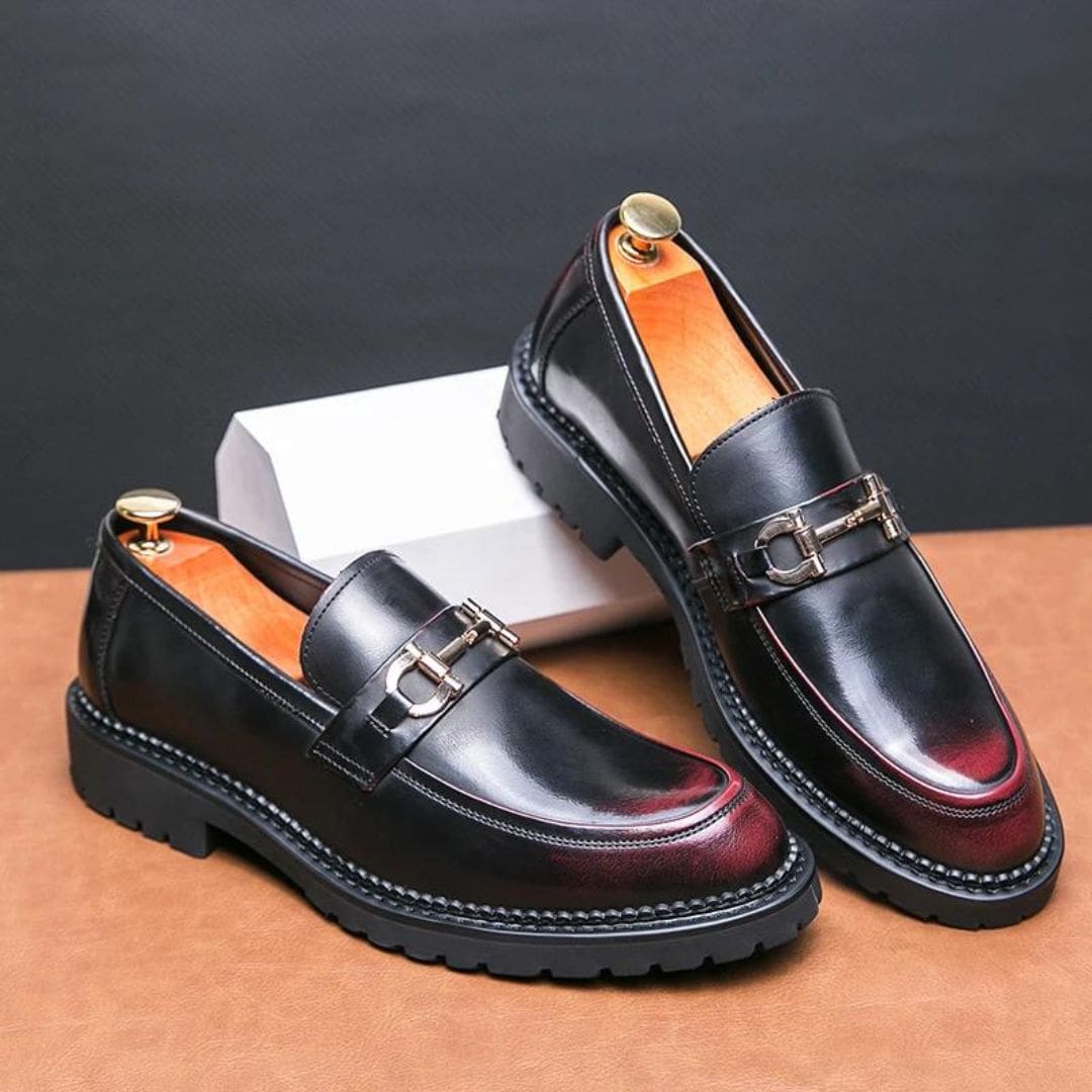 Mocassins Mocassin noirs avec mors en métal en cuir synthétique pour homme – Image 9