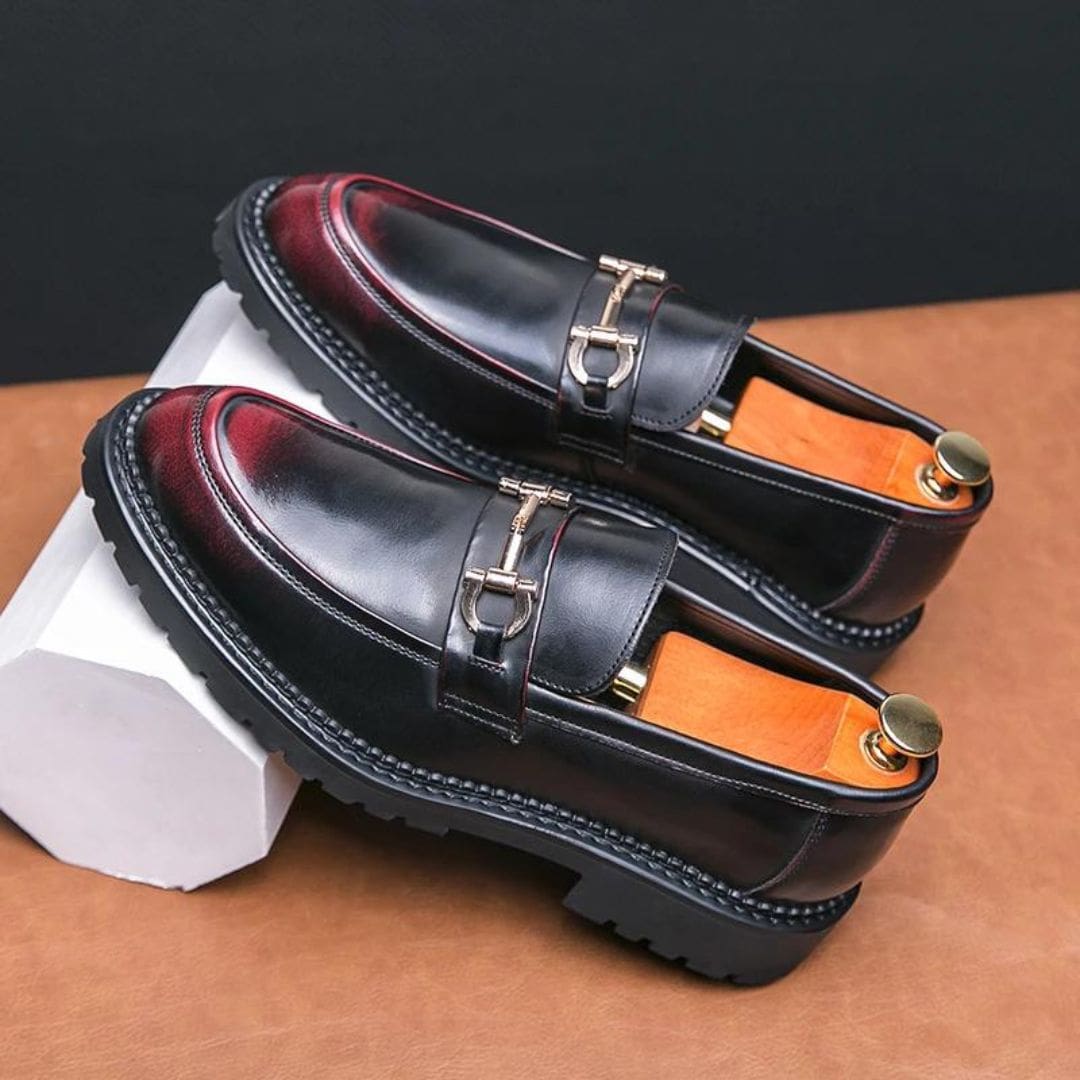 Mocassins Mocassin noirs avec mors en métal en cuir synthétique pour homme – Image 8