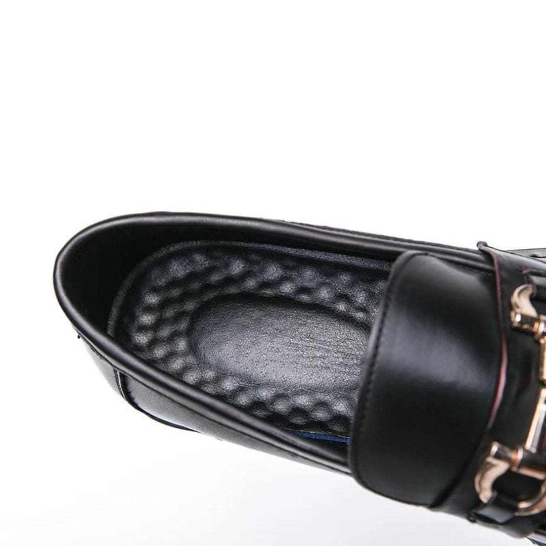 Mocassins Mocassin noirs avec mors en métal en cuir synthétique pour homme – Image 6