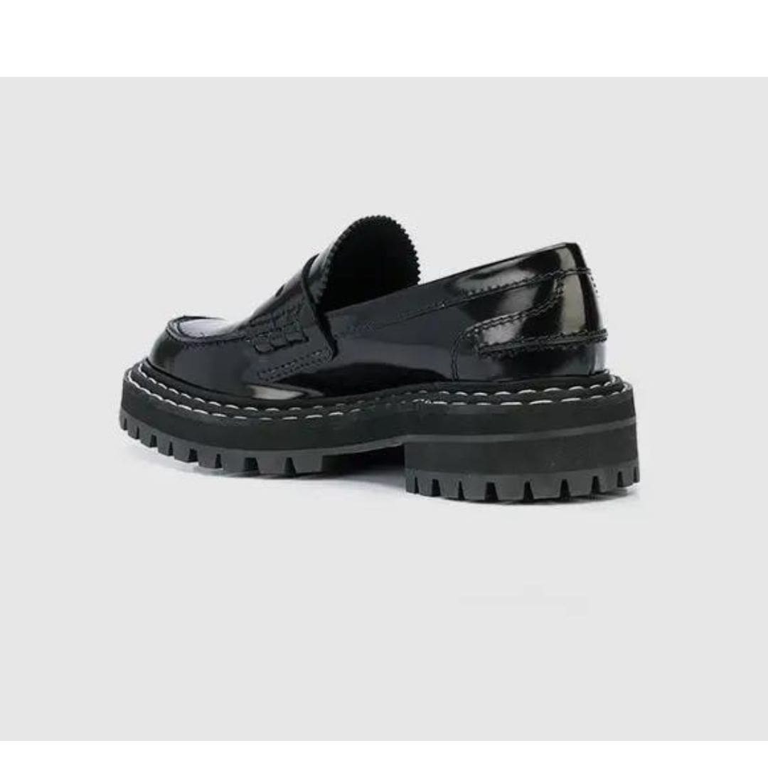 Mocassins Mocassin noirs avec semelle épaisse pour femme en cuir synthétique – Image 3