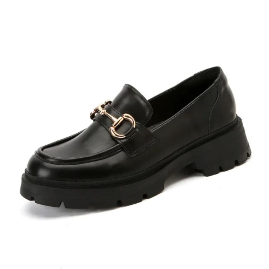 Mocassins Mocassin noirs à talon carré avec morsetti simple pour femme – Image 6