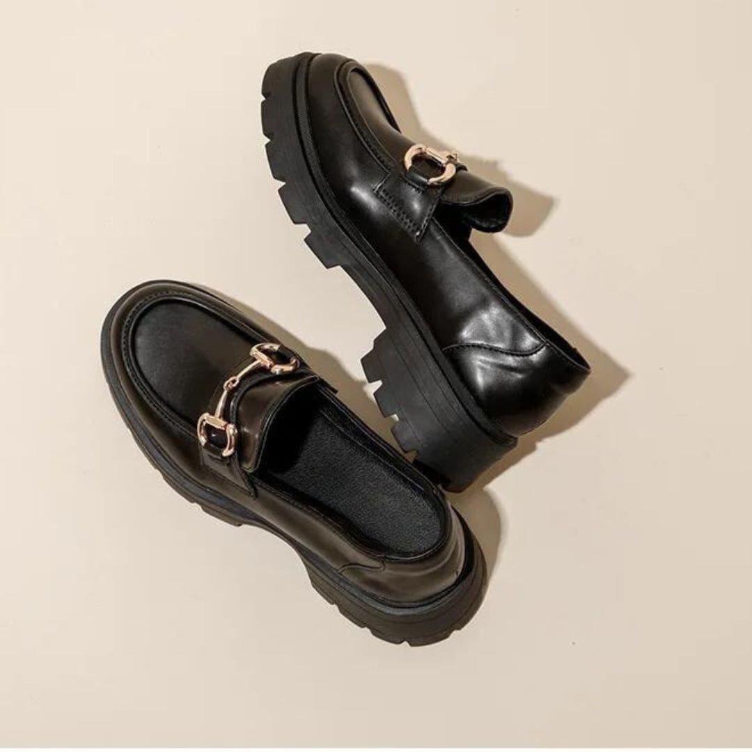 Mocassins Mocassin noirs à talon carré avec morsetti simple pour femme – Image 4