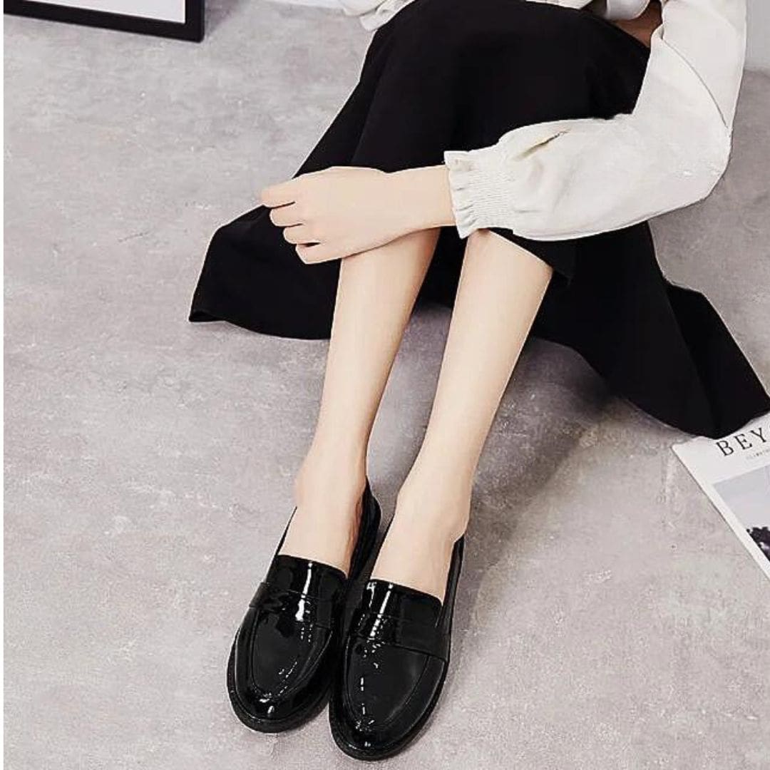 Mocassins Mocassin noirs à talons carrés pour femme dans le style preppy – Image 2