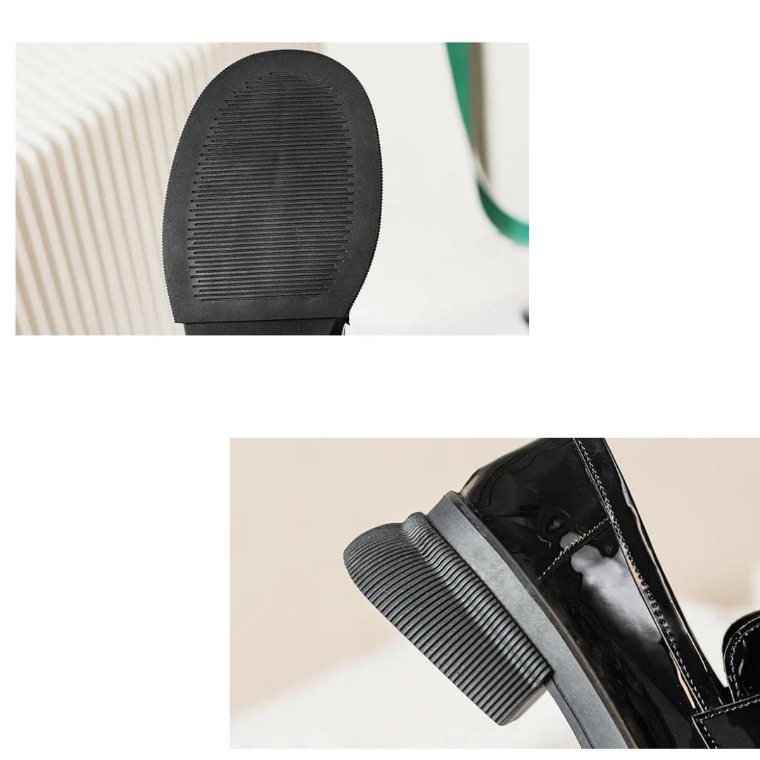 Mocassins Mocassin noirs Mocassin vernis en cuir synthétique pour femme – Image 4