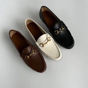 Mocassins souples en cuir véritable pour femme