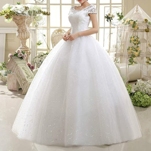 Robe de Mariée Volumineuse à Sequins et Strass