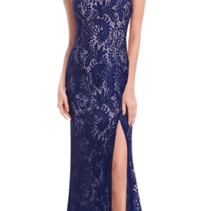 Robe de Demoiselle d’Honneur Glamour en Dentelle avec Fente