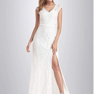 Robe de Soirée Blanche Avec Fente