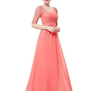 Robe pour Demoiselle d&rsquo;Honneur avec Demi Manches en Dentelle