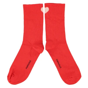 Chaussettes Rouges à Cœur Écru