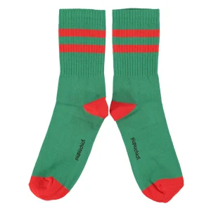 Chaussettes Vertes à Rayures Rouges