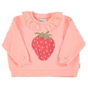 Sweat à Col Rose Clair imprimé Fraise